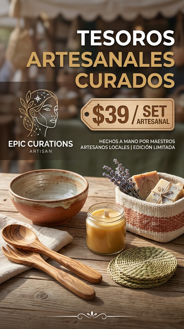 Portada neón de Tesoros Artesanales Curados